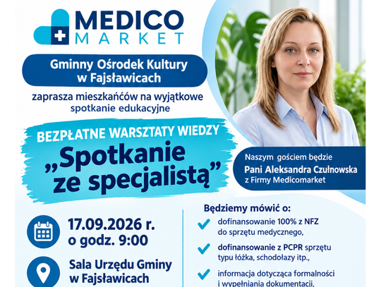 Bezpłatne warsztaty wiedzy "Spotkanie ze specjalistą" 17.09.2026 r.