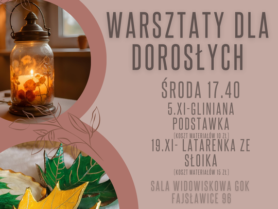 Jesienne warsztaty w GOK Fajsławice – twórczy czas dla dorosłych i rodzin Jesienne warsztaty w GOK Fajsławice – twórczy czas dla dorosłych i rodzin