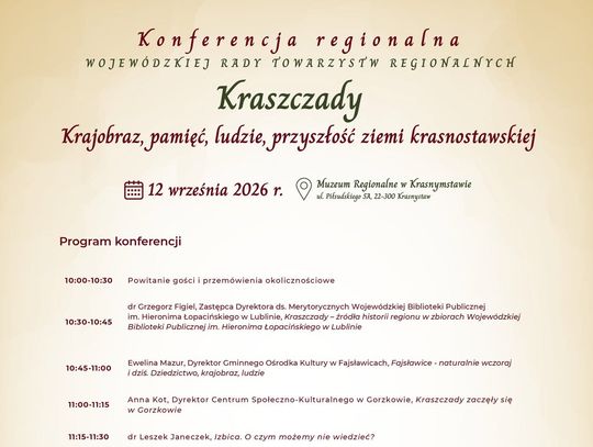 🌿 Konferencja 12.09.2026 r. „Kraszczady. Krajobraz, pamięć, ludzie, przyszłość ziemi krasnostawskiej”🌿