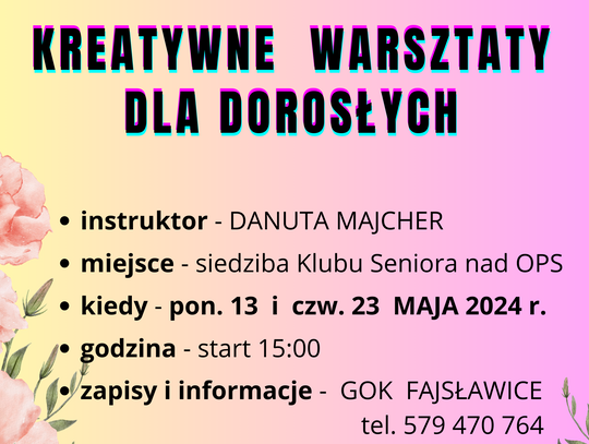 KREATYWNE WARSZTATY DLA DOROSŁYCH