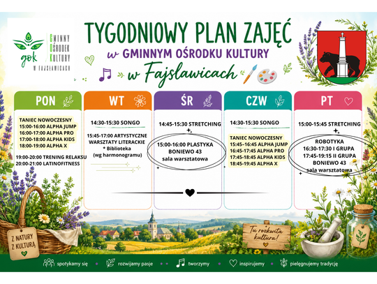 🌼 Nowy plan zajęć od września 2026 w GOK Fajsławice!🌼