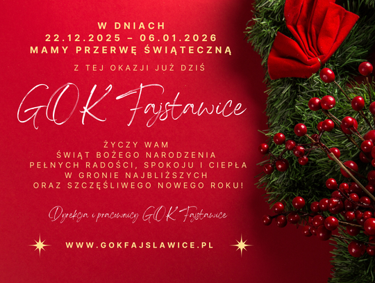 Przerwa świąteczna GOK Przerwa świąteczna GOK