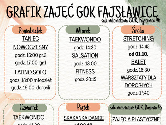 Ruszył nowy sezon zajęć dla dzieci i dorosłych w GOK Fajsławice.