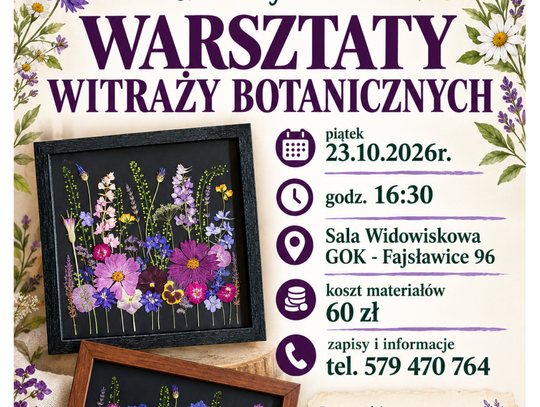 🌸 WARSZTATY WITRAŻY BOTANICZNYCH 23.10.2026 r. 🌸