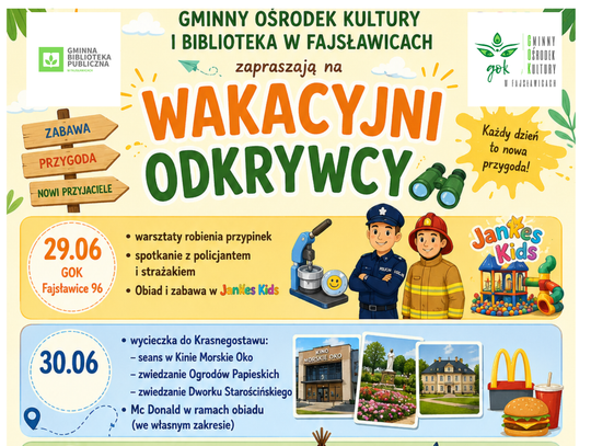 🌞 Zapisy na pierwszy tydzień wakacji - WAKACYJNI ODKRYWCY 🌞