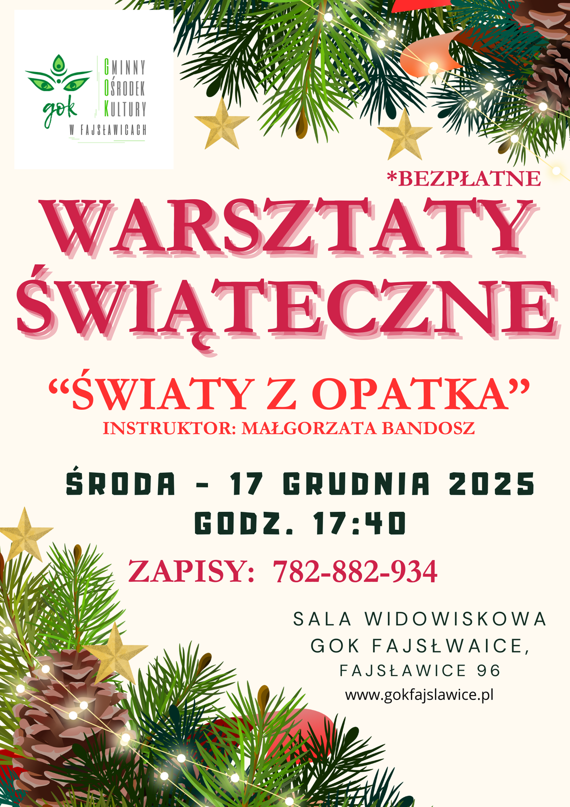 🎄 17.12.2025 r. Warsztaty świąteczne "światy z opłatka" 🎄