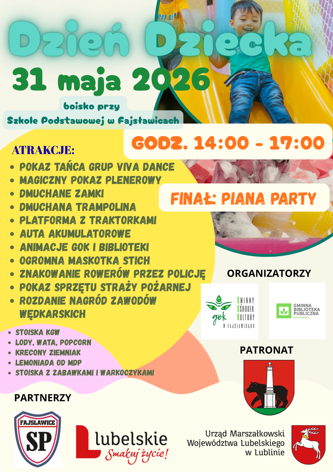 🎈DZIEŃ DZIECKA W GMINIE FAJSŁAWICE – 31 MAJA 2026 R. 🎈 🎈DZIEŃ DZIECKA W GMINIE FAJSŁAWICE – 31 MAJA 2026 R. 🎈
