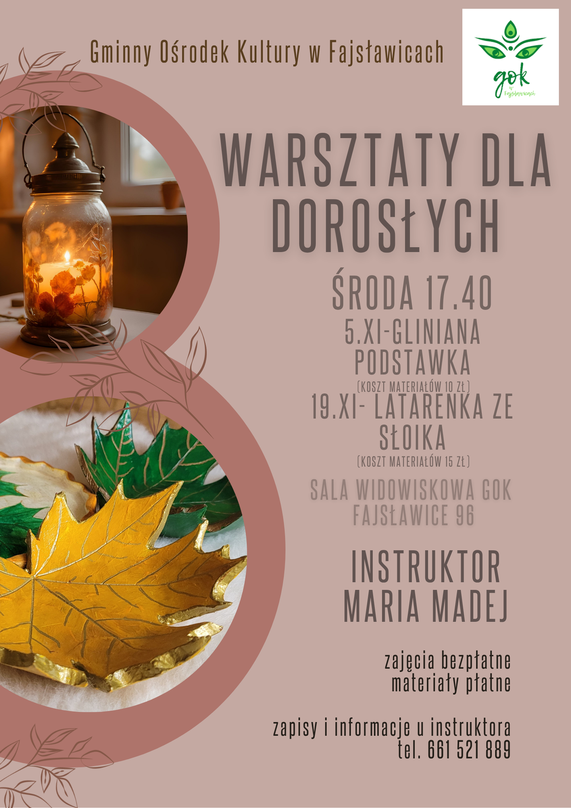 Jesienne warsztaty w GOK Fajsławice – twórczy czas dla dorosłych i rodzin Jesienne warsztaty w GOK Fajsławice – twórczy czas dla dorosłych i rodzin