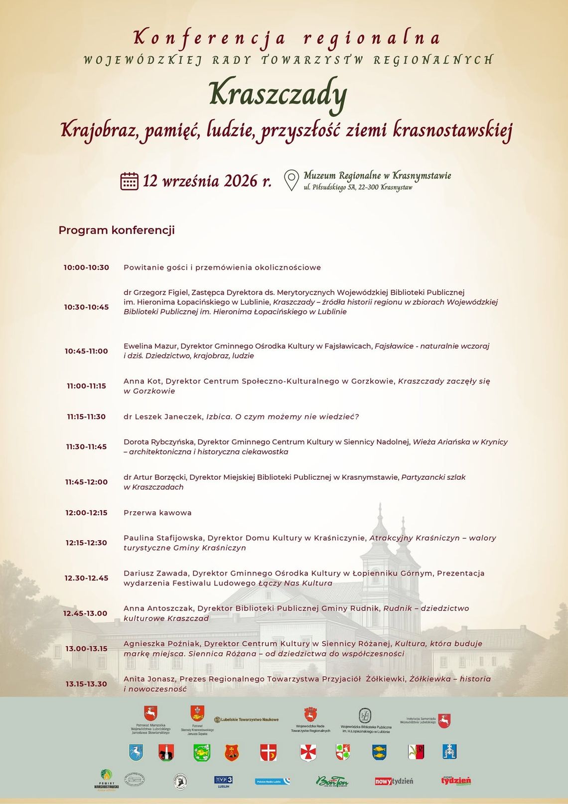 🌿 Konferencja 12.09.2026 r. „Kraszczady. Krajobraz, pamięć, ludzie, przyszłość ziemi krasnostawskiej”🌿