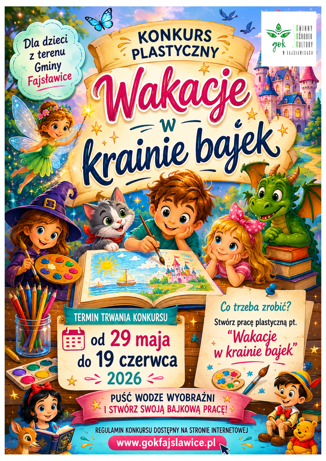 🌈✨ Konkurs plastyczny „Wakacje w krainie bajek” 🎨✨