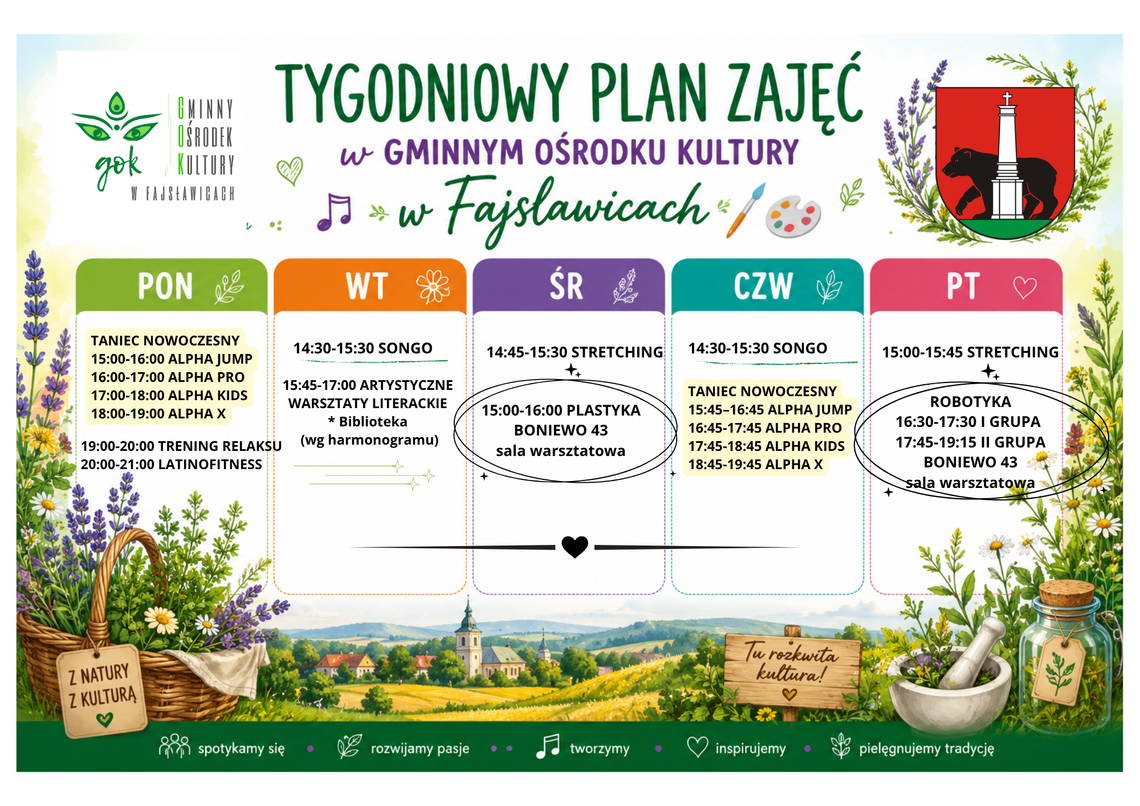 🌼 Nowy plan zajęć od września 2026 w GOK Fajsławice!🌼 🌼 Nowy plan zajęć od września 2026 w GOK Fajsławice!🌼