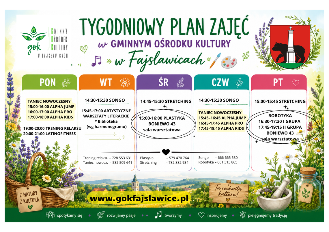 🌼 Nowy plan zajęć od września 2026 w GOK Fajsławice!🌼