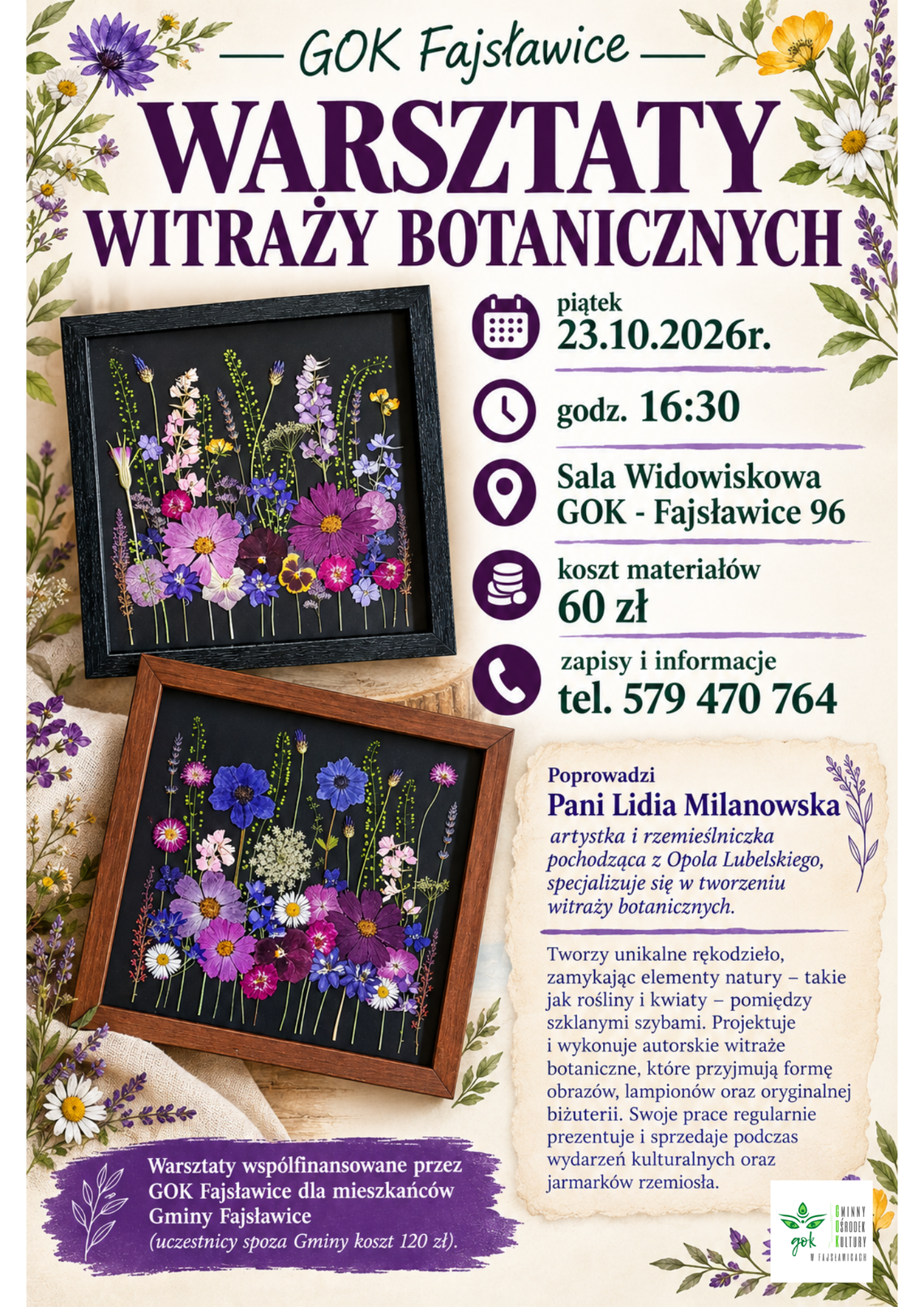 🌸 WARSZTATY WITRAŻY BOTANICZNYCH 23.10.2026 r. 🌸 🌸 WARSZTATY WITRAŻY BOTANICZNYCH 23.10.2026 r. 🌸